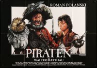 3y501 PIRATES German 33x47 '86 Roman Polanski, great Bernhardt artwork of Walter Matthau!