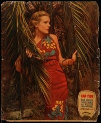 3y174 EBB TIDE jumbo LC '37 beautiful Frances Farmer wearing tropical dress between palm leaves!