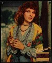 3y176 LITTLE MINISTER jumbo LC '34 close portrait of Katharine Hepburn leaning against wall!
