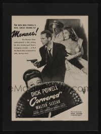3y164 CORNERED matted magazine ad '46 the new Dick Powell's new great drama of menace, film noir!
