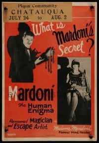 3y223 MARDONI THE HUMAN ENGIMA 11x16 magic poster '20s renowned magician & escape artist!