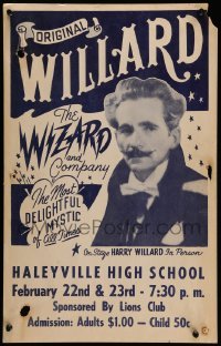 3y224 WILLARD THE WIZARD 14x22 magic poster '40s the most delightful mystic of all times!