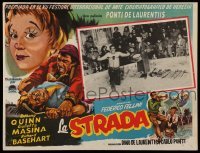 3y546 LA STRADA Mexican LC '56 Federico Fellini, circus strongman Anthony Quinn, Giulietta Masina!