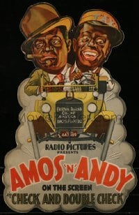 3y001 CHECK & DOUBLE CHECK die-cut 2-sided 14x21 mobile '30 great art of Amos 'n' Andy, ultra rare!