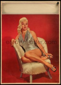 3y323 DIANA DORS 12x17 calendar sample page '64 the sexy English blonde sitting in silver dress!