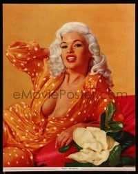3y325 JAYNE MANSFIELD 11x14 calendar sample page '50s sexy portrait in orange revealing pajamas!
