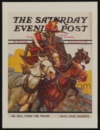 3y162 SATURDAY EVENING POST paperbacked magazine cover February 6, 1937 Bower western art!