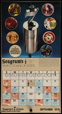 3y318 SEAGRAM 13x24 calendar '78 the Seven Crowns of Sports, great artwork!