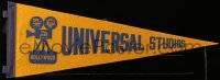 3y244 UNIVERSAL STUDIOS 9x24 felt pennant '50s cool art of movie camera over Hollywood sign!