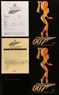 3y337 WORLD IS NOT ENOUGH 11x17 promo display '99 James Bond, order form & contest entry form!
