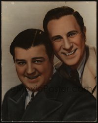 3y196 ABBOTT & COSTELLO color 15.75x20 still '40s wonderful smiling portrait of Bud & Lou!