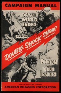 3y074 PHANTOM FROM 10,000 LEAGUES/DAY THE WORLD ENDED pressbook '56 schlock horror double-bill!