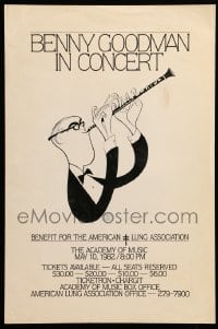 3y245 BENNY GOODMAN IN CONCERT 12x18 special '82 Al Hirschfeld art, American Lung Association!