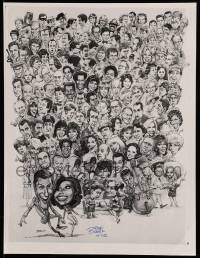 3y139 BRIAN BUNIAK signed 11x15 art print 2002 montage of 142 TV stars with identification sheet!