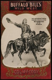 3y371 BUFFALO BILL'S WILD WEST embossed 12x19 special 1890s Colonel William F. Cody on horse!