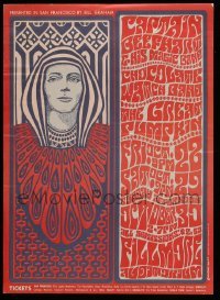 3y249 CAPTAIN BEEFHEART 2nd printing 14x19 music concert poster '66 live at Fillmore, Wes Wilson art