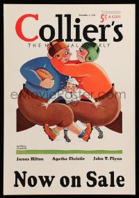 3y228 COLLIER'S 11x16 advertising poster December 3, 1938 Arthur Crouch art of football players!