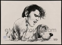 3y140 ELVIS PRESLEY signed 11x15 art print 2002 by Brian Buniak, art of The King as a hound dog!!