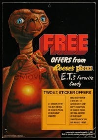 3y231 E.T. THE EXTRA TERRESTRIAL 12x17 advertising poster '82 free offers with Reese's Pieces!