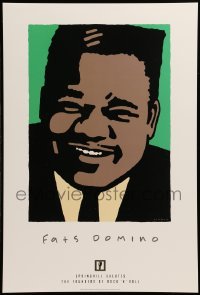 3y254 FATS DOMINO 2-sided 14x21 music poster '97 Schwab artwork of the legendary blues pianist!