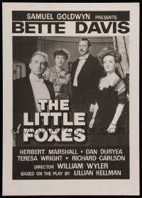 3y465 LITTLE FOXES Swiss 12x17 R90s different image of Bette Davis & co-stars, William Wellman!