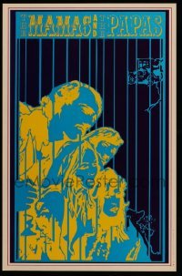 3y258 MAMAS & THE PAPAS 13x20 music poster '67 psychedelic artwork of the band by Robert Wendell