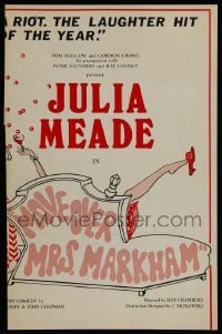3y357 MOVE OVER MRS. MARKHAM stage play WC '80 starring Julia Meade, great artwork!