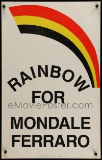 3y103 RAINBOW FOR MONDALE FERRARO 14x22 political campaign poster '84 first female VP nominee!