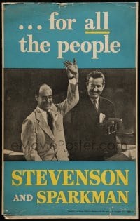 3y104 STEVENSON & SPARKMAN 14x22 political campaign '52 vote Democrat ...for ALL the people!