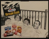 3y011 THREE STOOGES 13x17 standee '90 Moe, Larry & Curly wake up to Hostess snacks!
