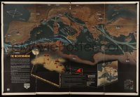 3y106 NAV WAR MAP MEDITERRANEAN 2-sided 40x59 WWII war poster '44 different image on each side!