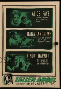 3y053 FALLEN ANGEL pressbook '45 Preminger, Alice Faye, Dana Andrews, sexy bad girl Linda Darnell!