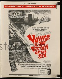 3y085 VOYAGE TO THE BOTTOM OF THE SEA pressbook '61 fantasy sci-fi art of scuba divers & monster!