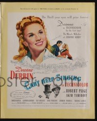 3y396 CAN'T HELP SINGING promo brochure '44 Deanna Durbin in her first Technicolor triumph!