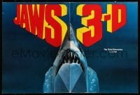3y435 JAWS 3-D trade ad '83 great pop-up great white shark, the third dimension is terror!