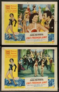 3z929 FRENCH LINE 2 2D LCs '54 Howard Hughes, sexy Jane Russell, Gilbert Roland!