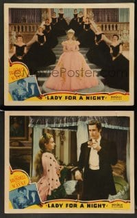 3z957 LADY FOR A NIGHT 2 LCs '41 John Wayne & sexy Joan Blondell, Ray Middleton!