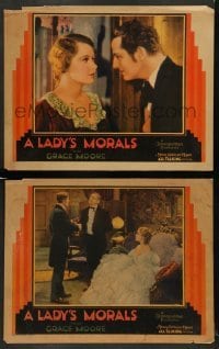 3z959 LADY'S MORALS 2 LCs '30 New York City opera star Grace Moore, Wallace Beery as P.T. Barnum!