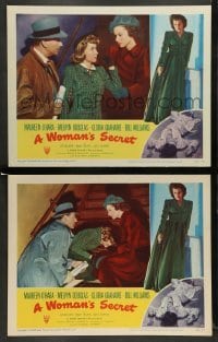 3z997 WOMAN'S SECRET 2 LCs '49 Maureen O'Hara, Melvyn Douglas, Nicholas Ray film noir!