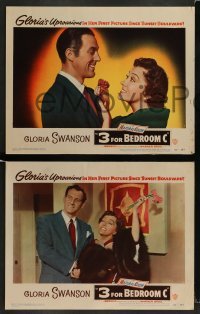 3z027 3 FOR BEDROOM C 8 LCs '52 James Warren, Steve Brodie, Fred Clark & glamorous Gloria Swanson!