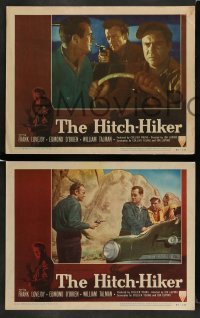 3z206 HITCH-HIKER 8 LCs '53 film noir images of Frank Lovejoy, Edmon O'Brien, and William Talman!