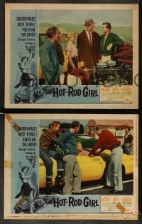 3z744 HOT ROD GIRL 4 LCs '56 AIP, great images of teens getting ready to burn up the streets!