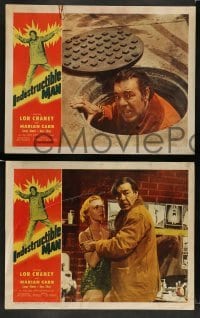 3z232 INDESTRUCTIBLE MAN 8 LCs '56 Lon Chaney Jr. as inhuman, invincible, inescapable monster!