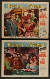 3z674 REDHEAD FROM WYOMING 5 LCs '53 Maureen O'Hara, Alex Nicol, cowboy western action, gambling!