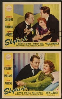 3z779 SKYLARK 4 LCs '41 cool images of Ray Milland, Brian Aherne & Claudette Colbert!