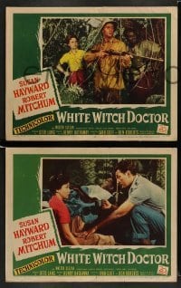 3z628 WHITE WITCH DOCTOR 6 LCs '53 Susan Hayward & Robert Mitchum in African jungle!
