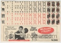 4a010 40 POUNDS OF TROUBLE herald '63 Tony Curtis, Pleshette, tiny perforated playing cards!