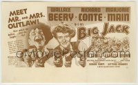 4a029 BIG JACK herald '49 art of Wallace Beery & Marjorie Main with two guns each + Richard Conte!