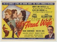 4a090 FIRED WIFE herald '43 Robert Paige, Louise Allbritton, Diana Barrymore, Walter Abel!