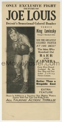 4a131 JOE LOUIS VS KING LEVINSKY herald '35 boxing, art of Detroit's Sensational Colored Bomber!
